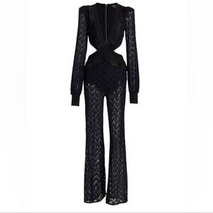 PatBo x Alessandra Ambrosio Fringe black jumpsuit sz XS